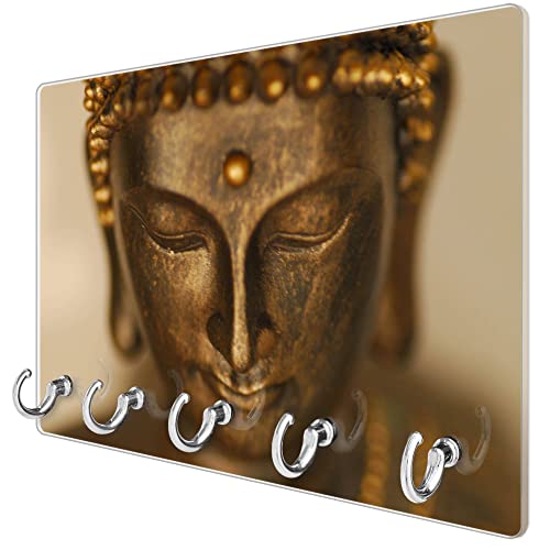 Banjado Schlüsselkasten Buddha Gold Schlüsselboard Glas 30x20cm