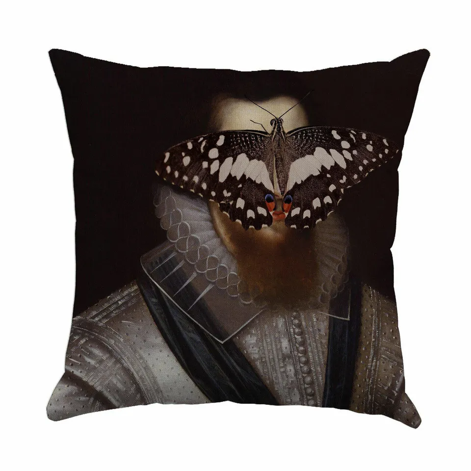 Mineheart Portrait Butterfly Kissen Canvas 46x46cm