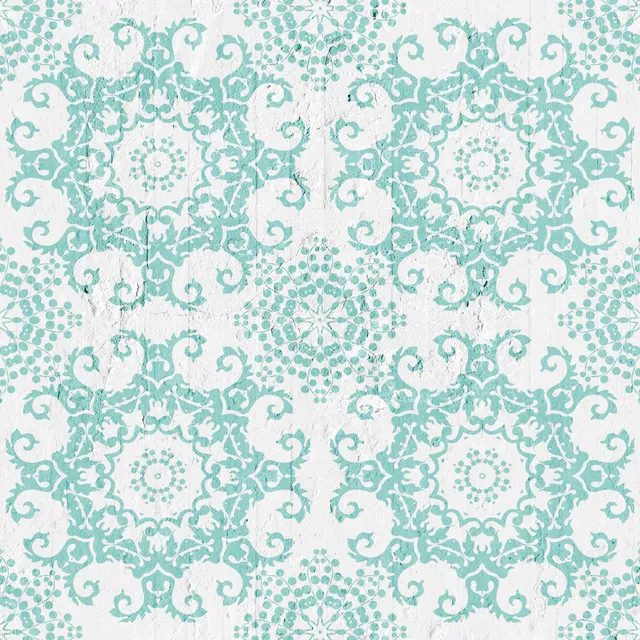 Mineheart Geometric Damask Tapete Aquamarin 52cm x 10m Blau