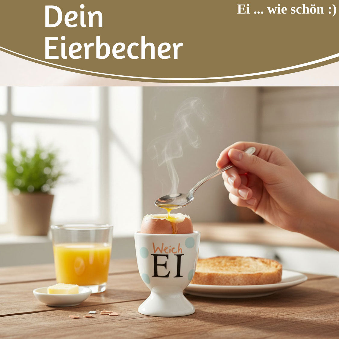 LS-LebenStil Küche & Haushalt Eierbecher Echt-Gold Weich-Ei Porzellan