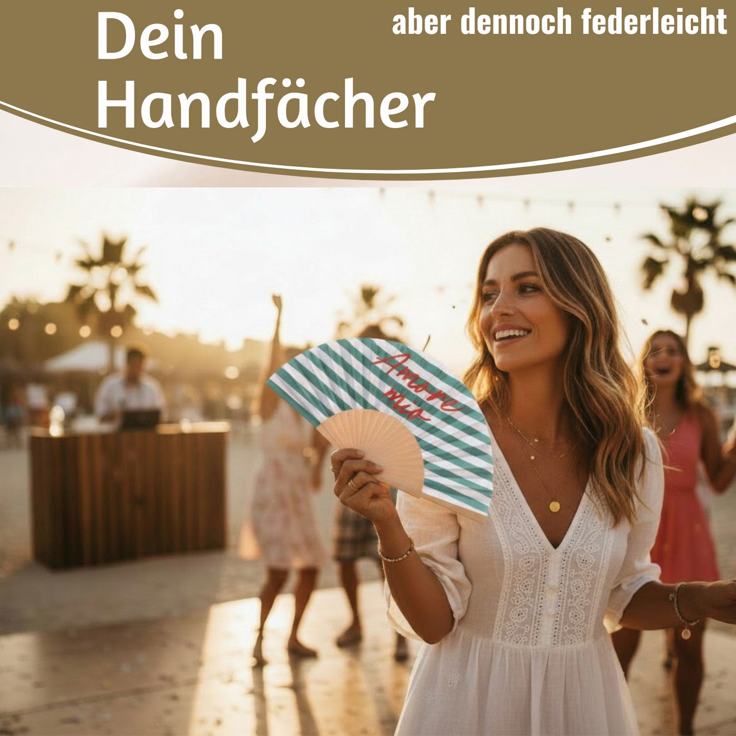 LS-LebenStil Amore Mio Handfächer Holz faltbar grün-weiß-rot