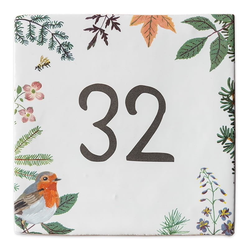 StoryTiles Delft Blue Roodborstje Hausnummern-Fliese 10x10