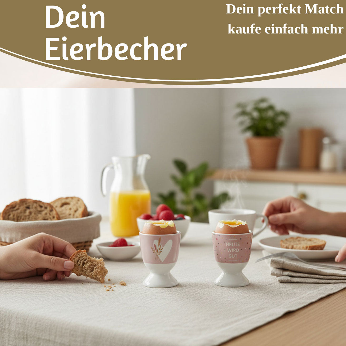 LS-LebenStil Küche & Haushalt Eierbecher Porzellan Heute wird gut