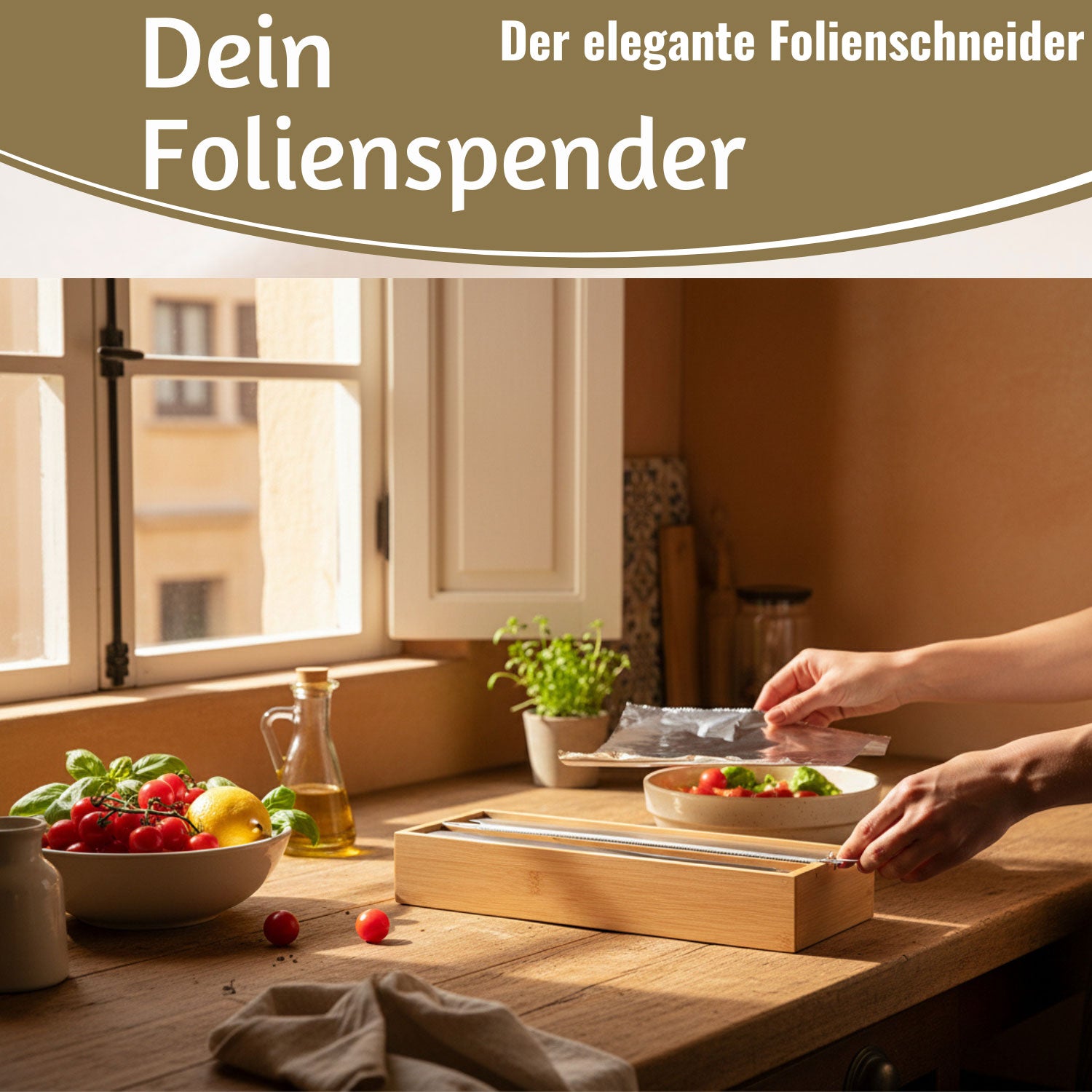 LS-LebenStil Folienspender Bambus 2-fach 35x13cm