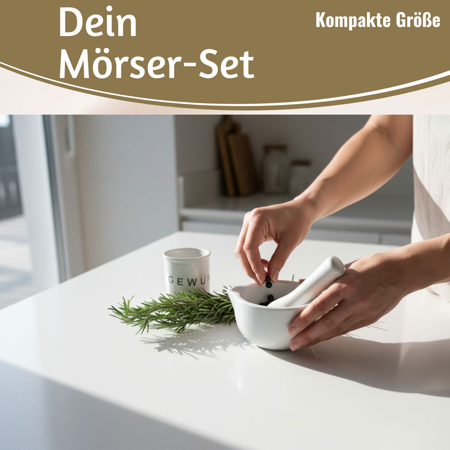 LS-LebenStil Küche & Haushalt Mörser mit Stößel Weiß Keramik Ø12cm