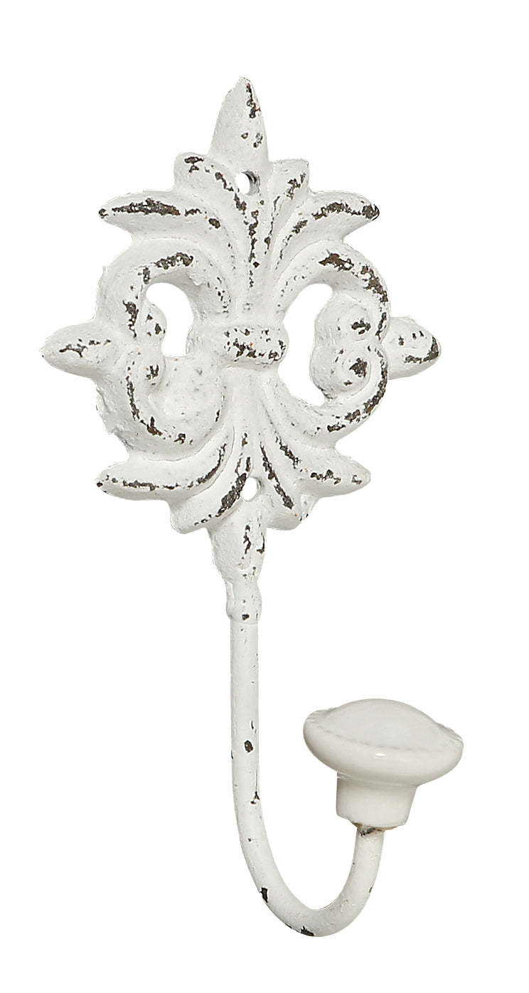 LS-LebenStil Vintage Kleiderhaken 15x7cm Weiß Blume 2er
