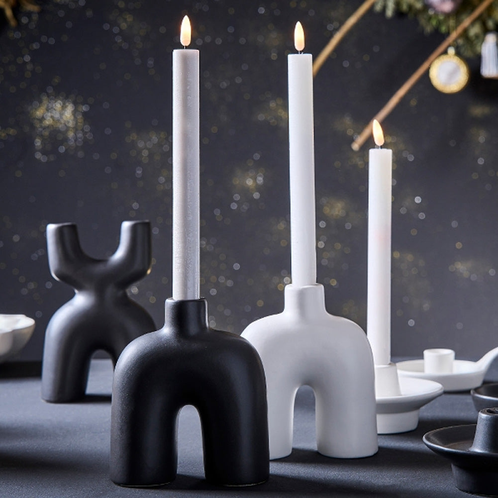 LS-LebenStil Arc Bogen Kerzenständer Schwarz 15cm Stabkerzen