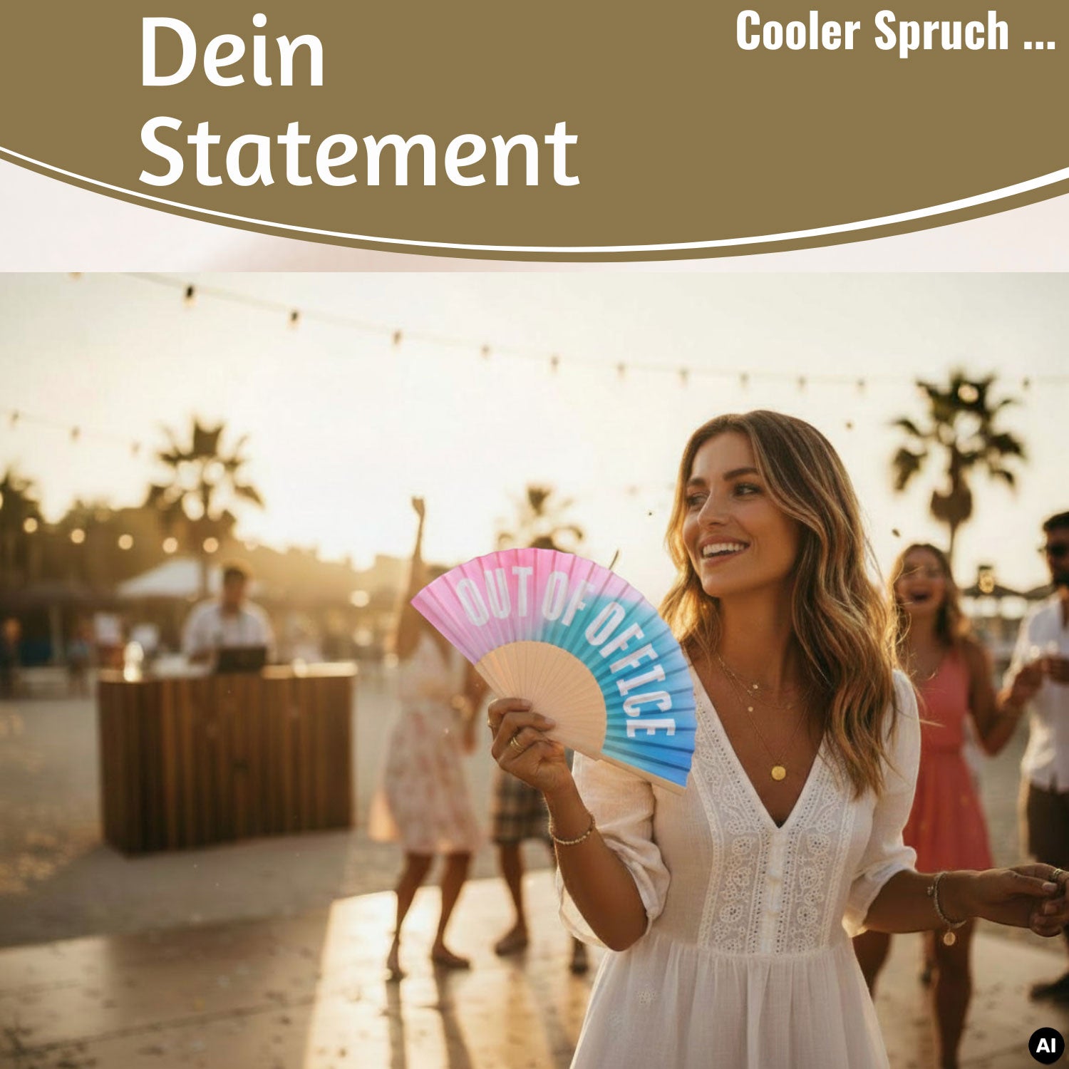 LS-LebenStil Shopper & Taschen Handfächer Out of Office 23x42cm