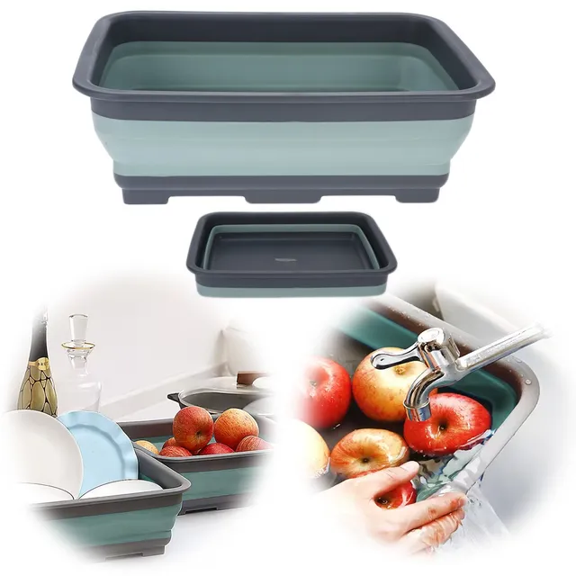 LS-LebenStil Flexible Waschschüssel 8L 37x27cm Grün Grau