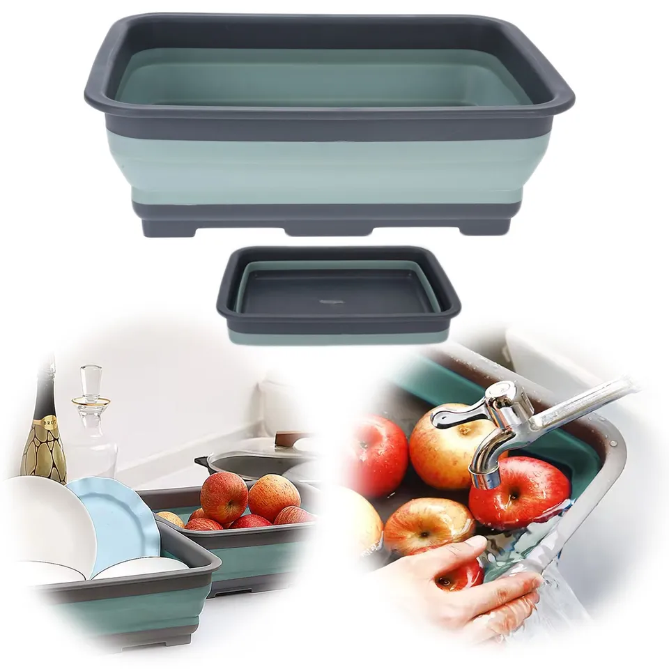 LS-LebenStil Flexible Waschschüssel 8L 37x27cm Grün Grau