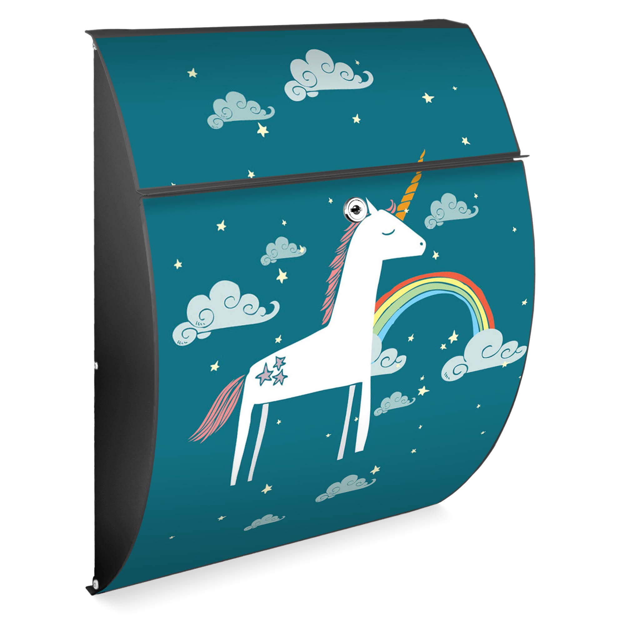 Banjado Riviera Briefkasten Weiß Motiv Einhorn A4 Einwurf