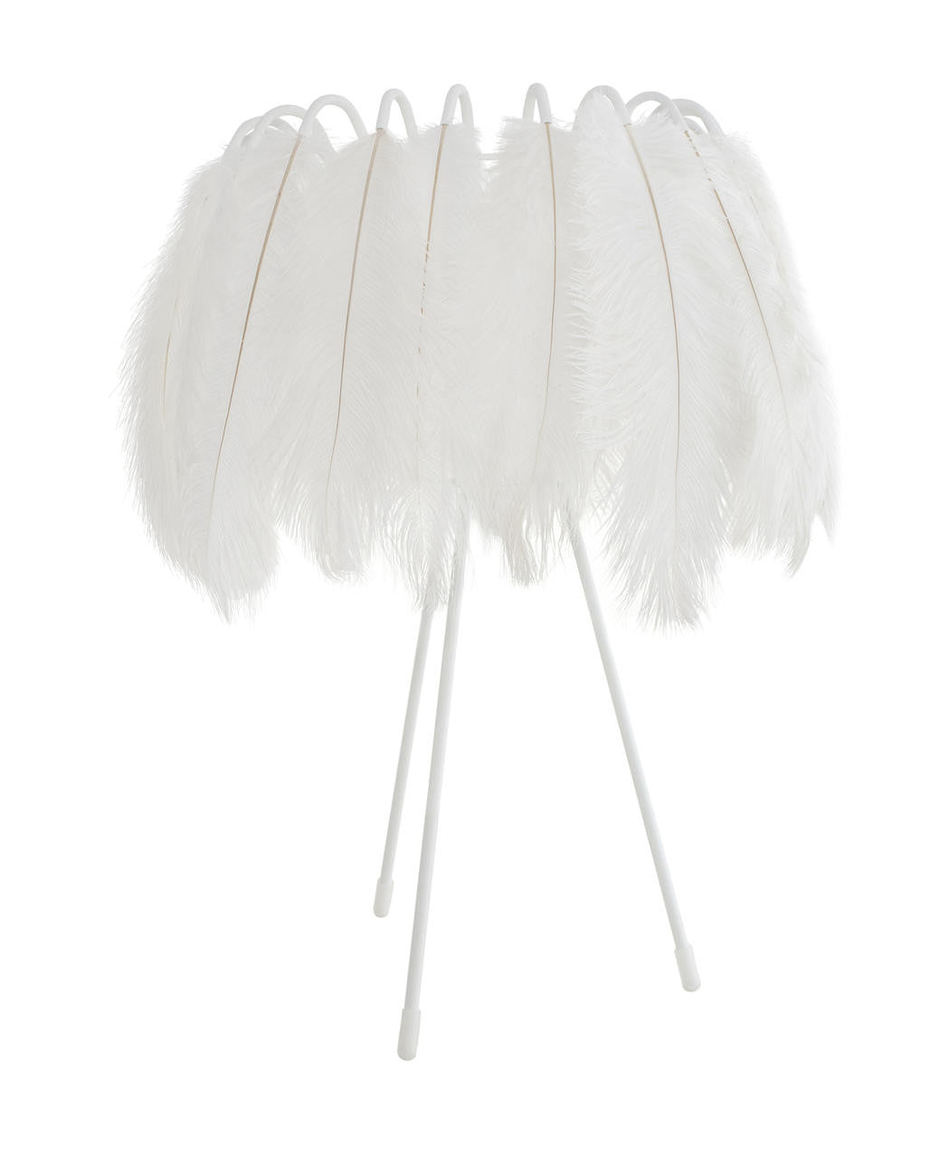 Mineheart All White Feather Tischlampe Weiß Federn 50 cm