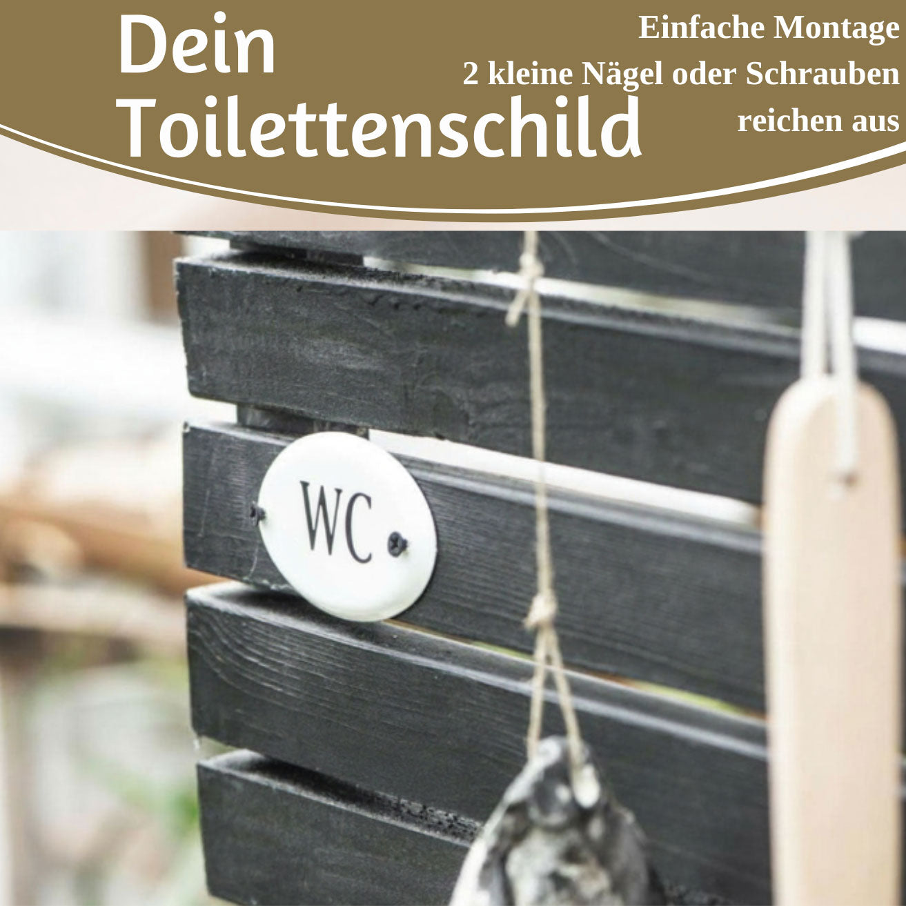 LS-LebenStil Vintage Metall Türschild WC 9x5,5cm Weiß