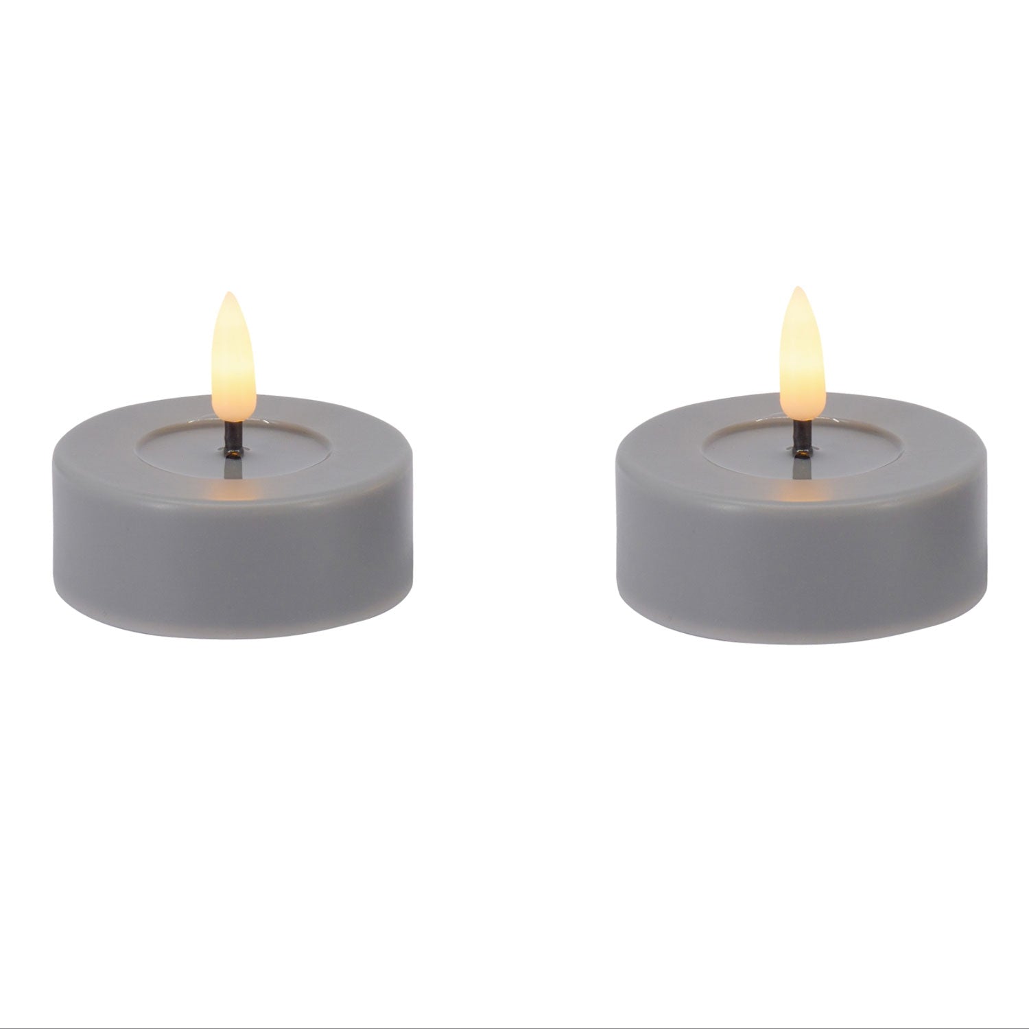 LS-LebenStil Küche & Haushalt LED Teelichter Grau 2er 4,5cm Echtwachs