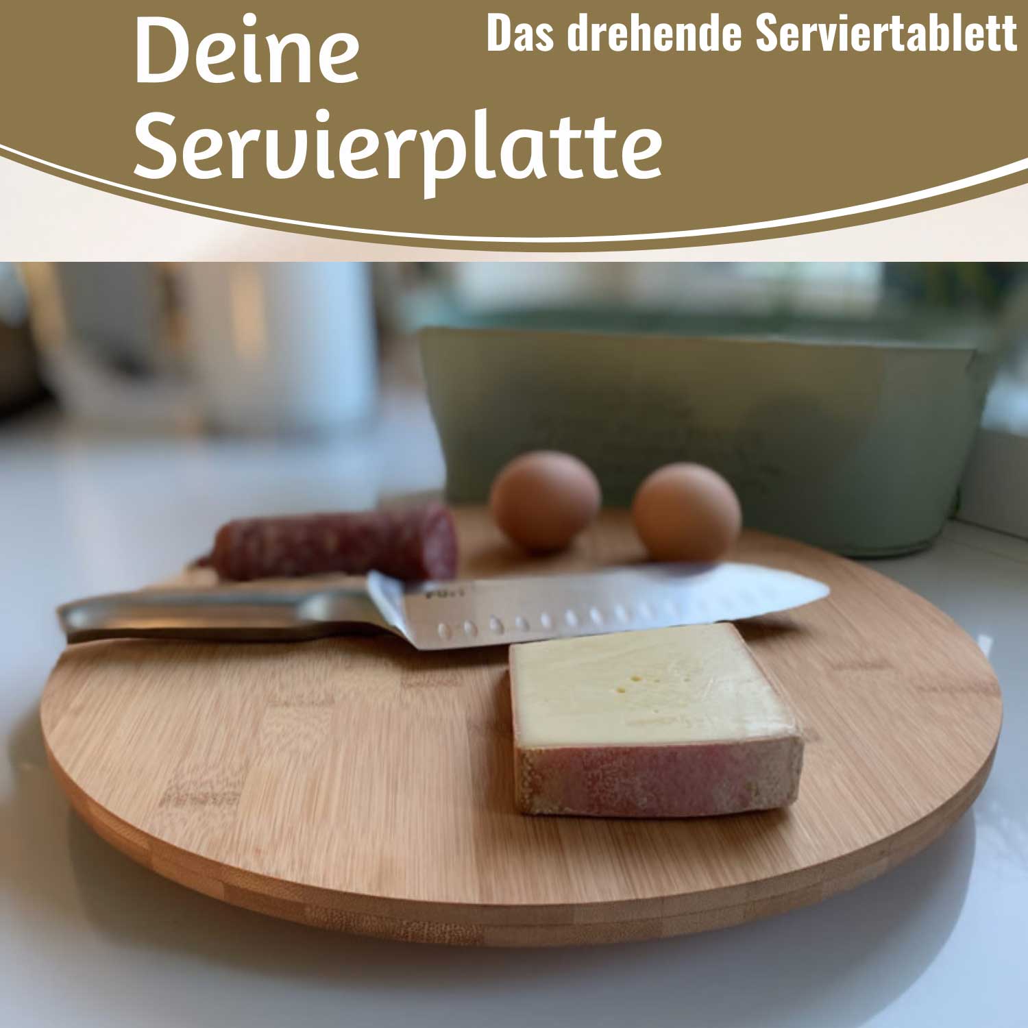 LS-LebenStil XL Servierplatte Drehteller Bambus 35cm