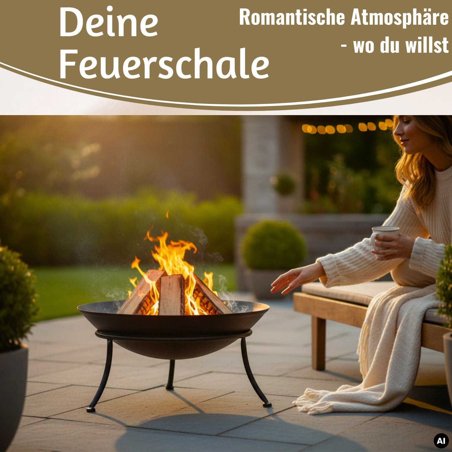 LS-LebenStil Garten & Camping Feuerschale Eisen Schwarz 47cm