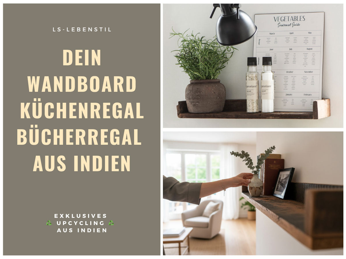 LS-LebenStil Unika Wandregal 60cm braun Holz Ziegelform