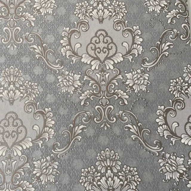 Mineheart Audley Damask Tapete Warmgrau 53cm x 10m