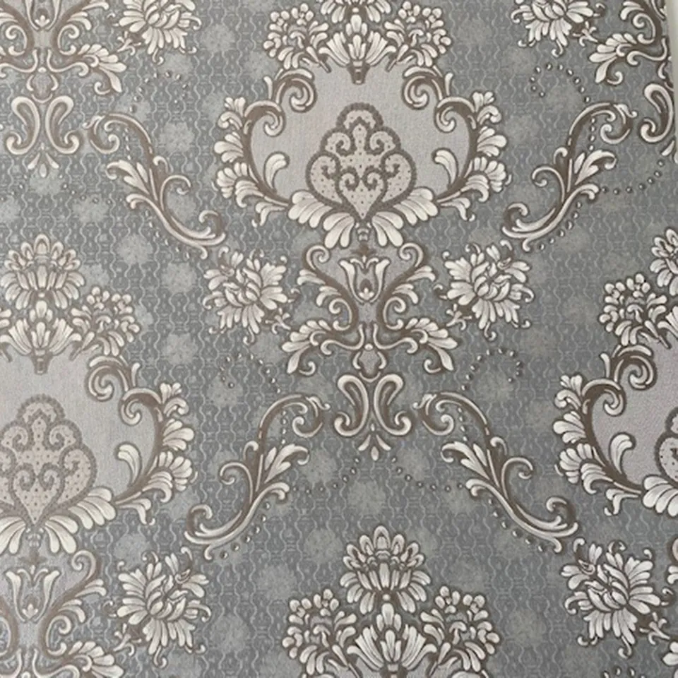 Mineheart Audley Damask Tapete Warmgrau 53cm x 10m