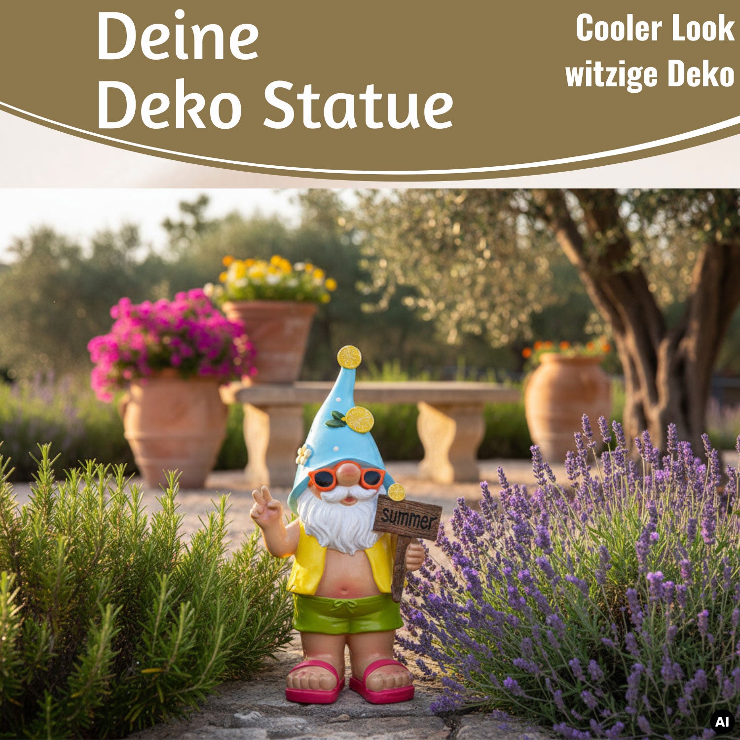 LS-LebenStil Summer Gartenzwerg XL Deko Figur 23cm