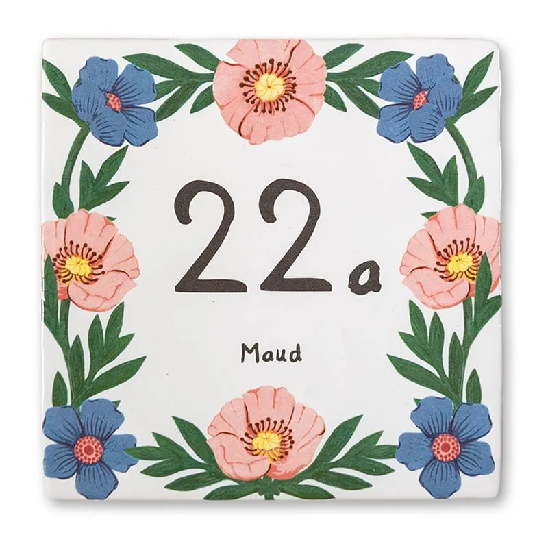 Storytiles Delft Blue Klaprozen Hausnummer Wandfliese Mohn