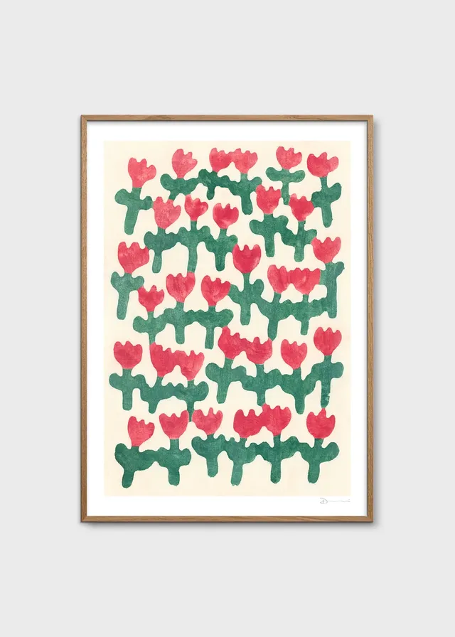 The Poster Club Dancing Red Flowers Poster 30x40 cm Botanik