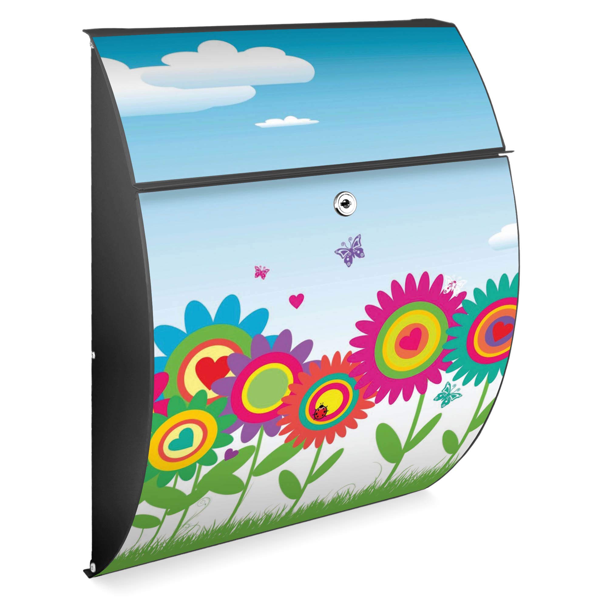 Banjado Briefkasten Riviera 46x33,5x13cm Bunte Blumen Weiß A4