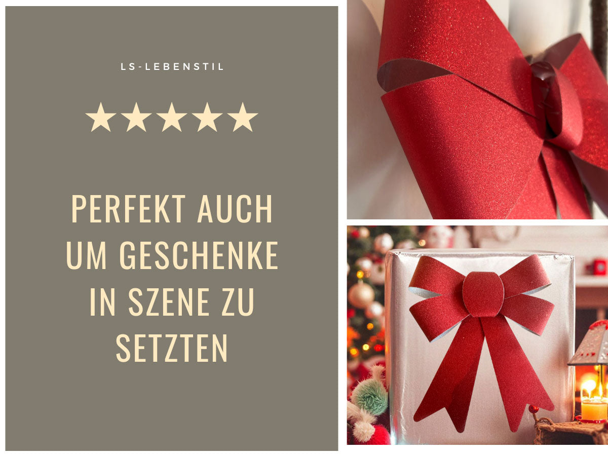 LS-LebenStil Weihnachtsschleife XXL 29 cm rot funkelnd 2er Set