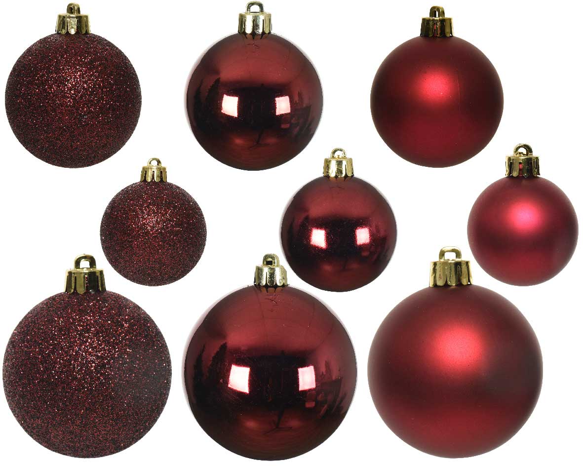 LS-LebenStil Weihnachtskugeln Rot 30er Kunststoff 4-6cm
