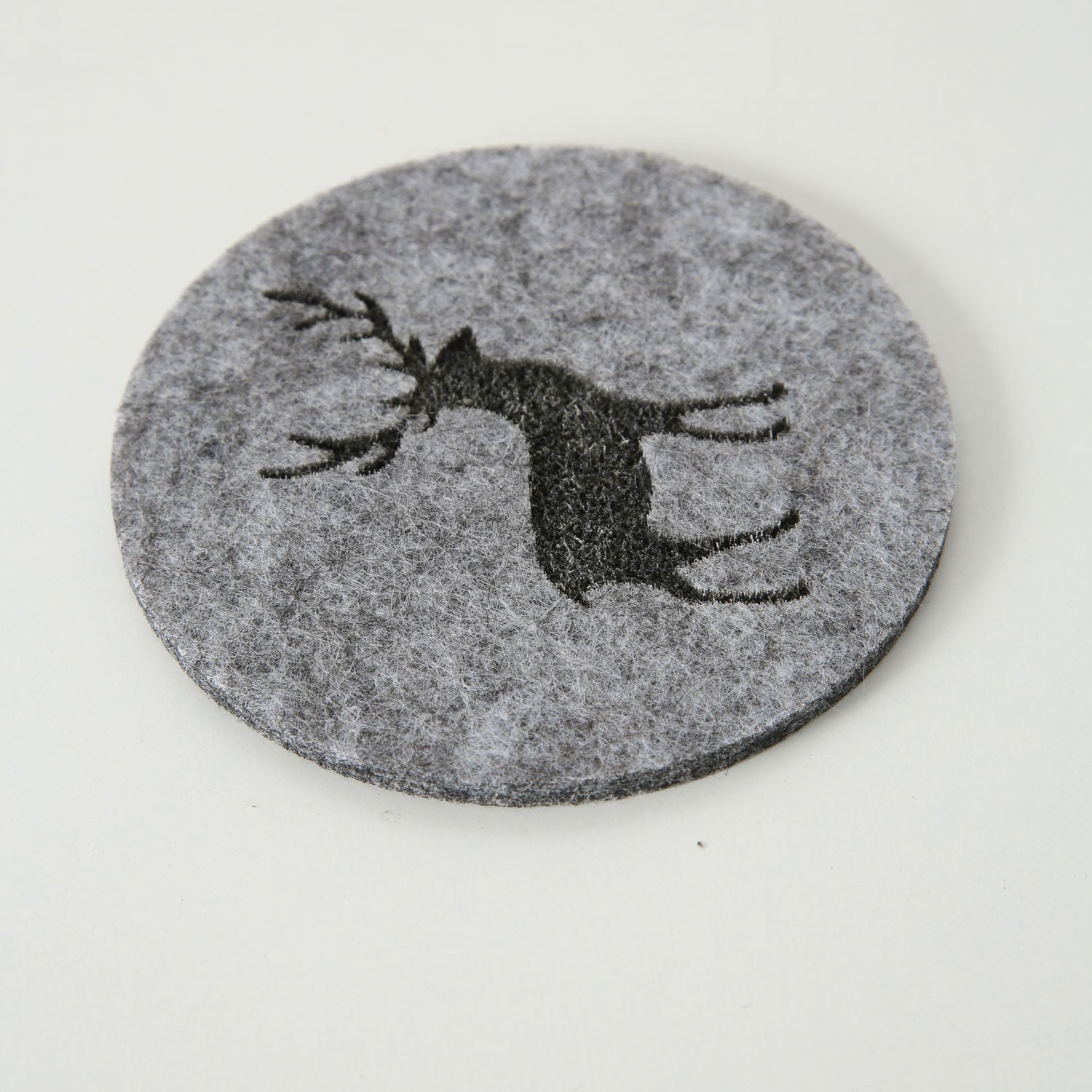 LS-LebenStil Küche Glasuntersetzer Filz Hirsch Grau 6x 10cm Rund