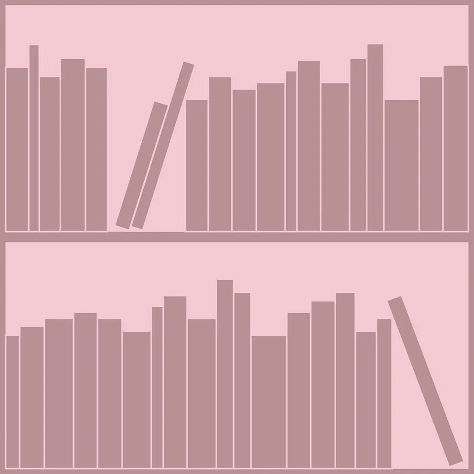 Mineheart Wallpaper Bücherregal Tapete Rosa Outline