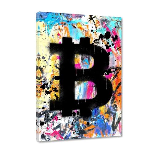 Hustling Sharks Graffiti Bitcoin Leinwand 30x40 cm Bild