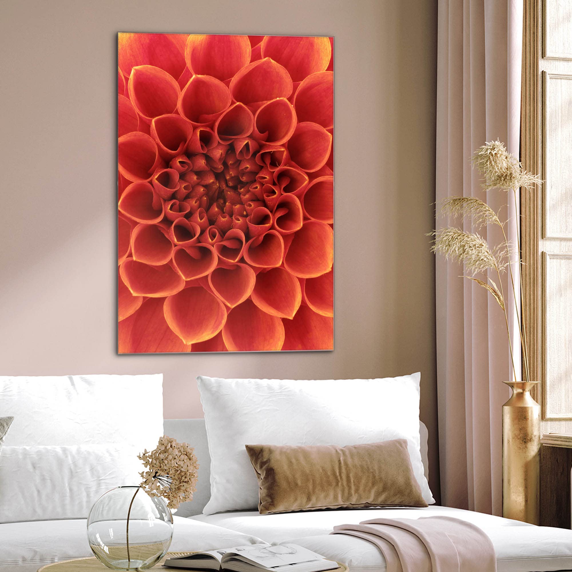 Banjado Magnettafel Orange Chrysantheme Board 40x60 Glas