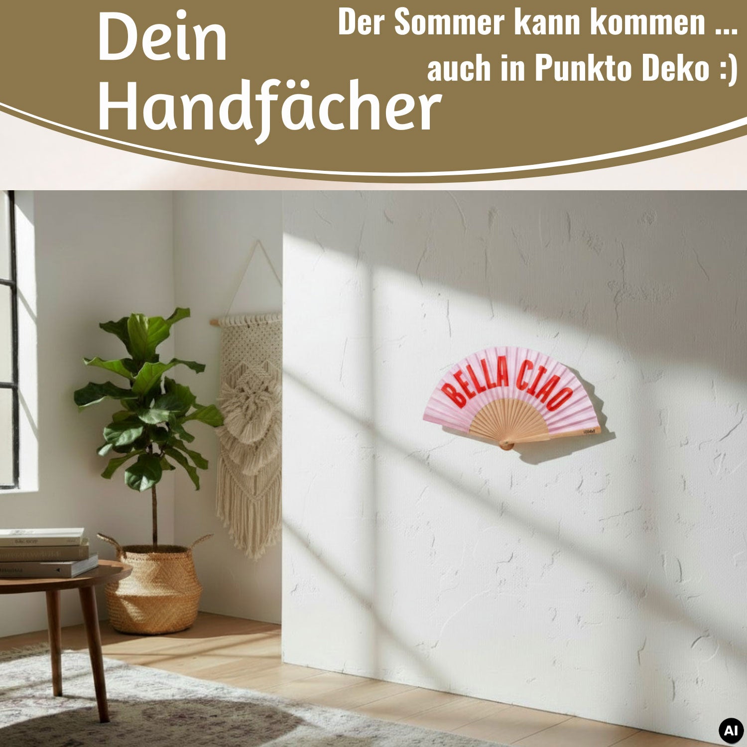 LS-LebenStil Shopper & Taschen Bella Ciao Handfächer Rosa Rot Holz