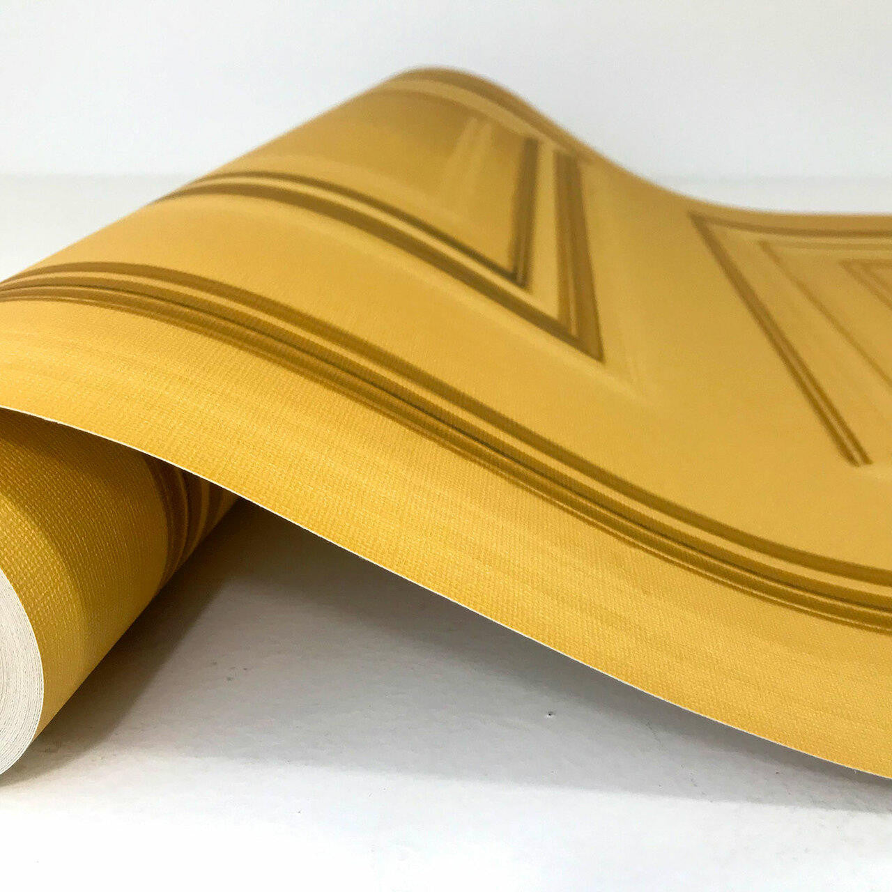 Mineheart Mustard Panelling Tapete Senfgelb Vinyl
