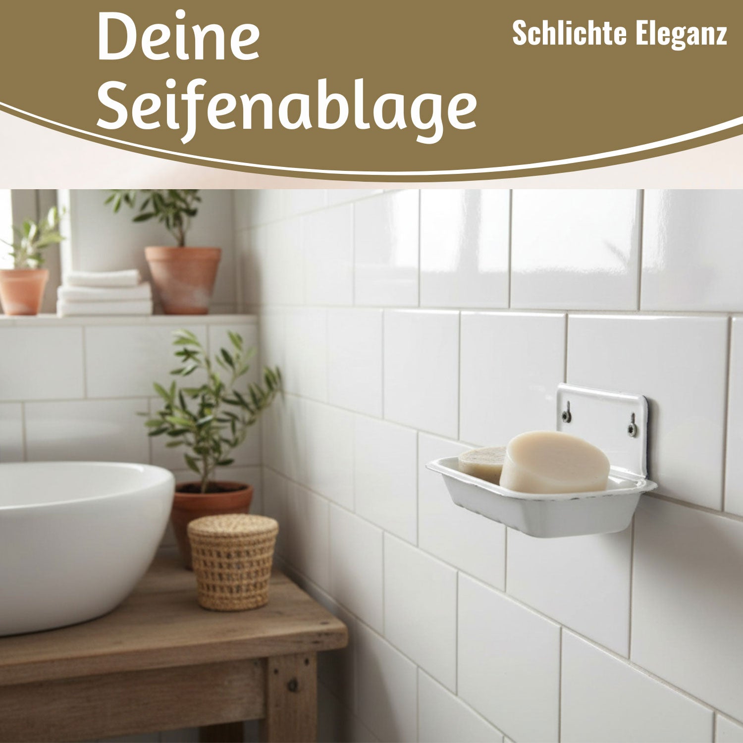 Ib Laursen Seifenschale Emaille weiß 16 cm Wandmontage