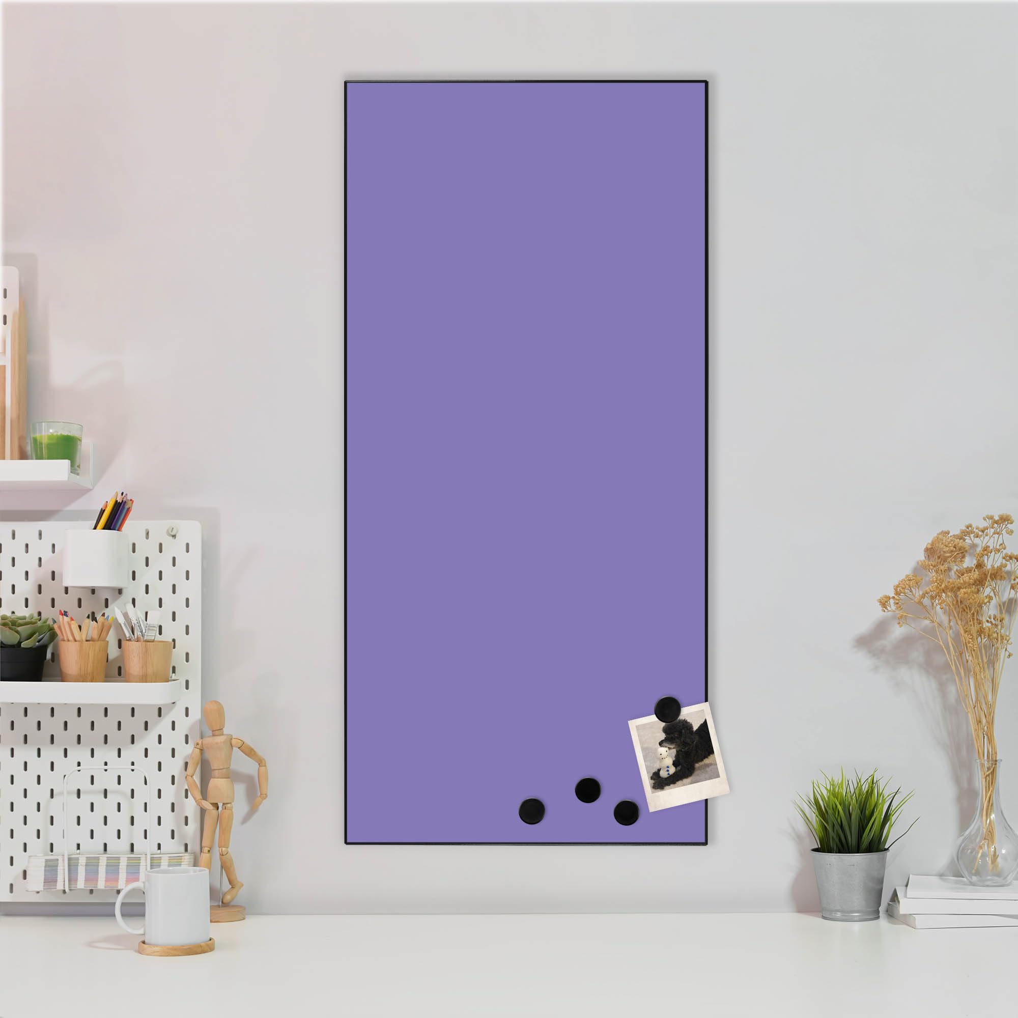 Banjado Magnettafel Metall 37x78cm Magnetwand Lavendel beschreibbar