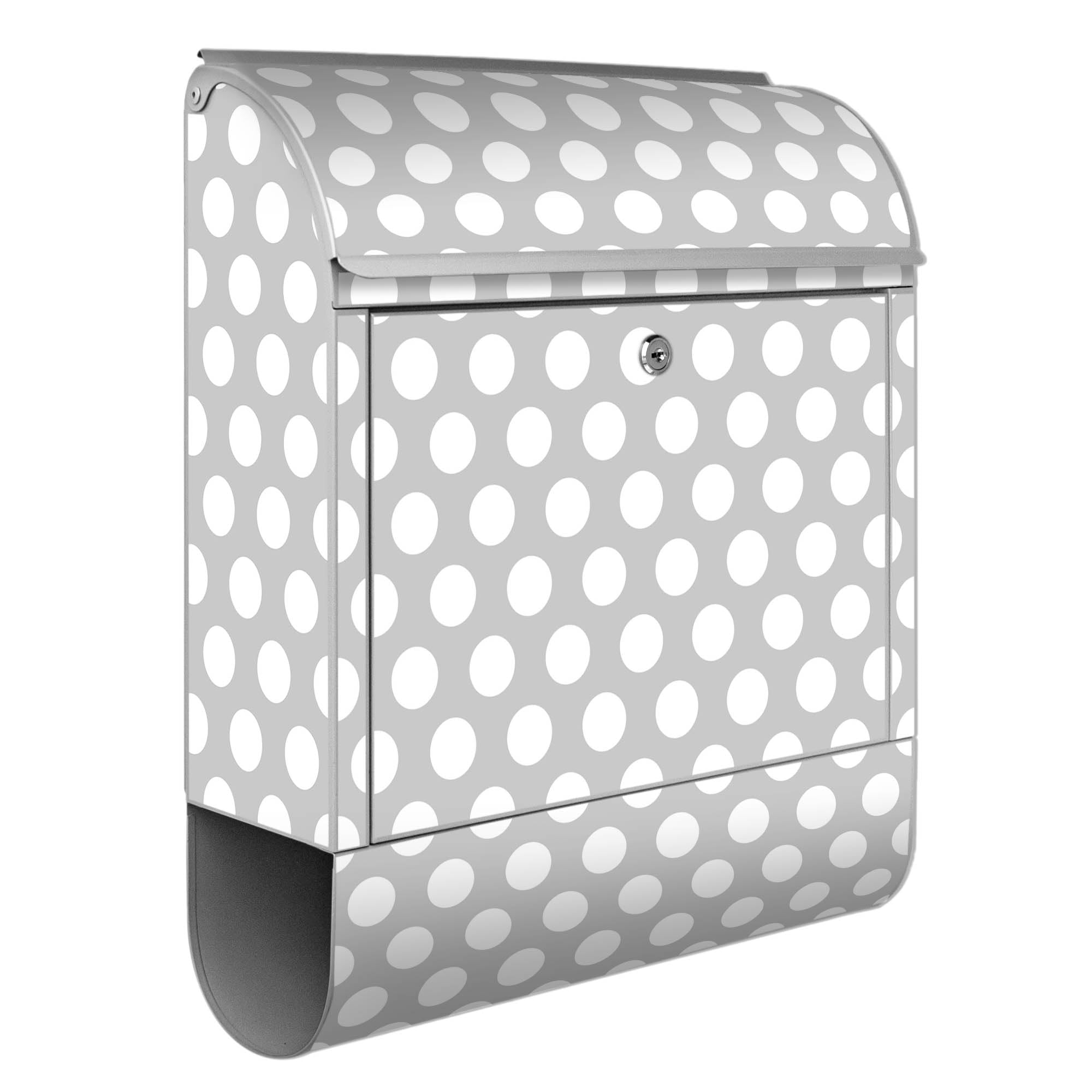 Banjado Briefkasten Punkte Grau Stahl Silber A4