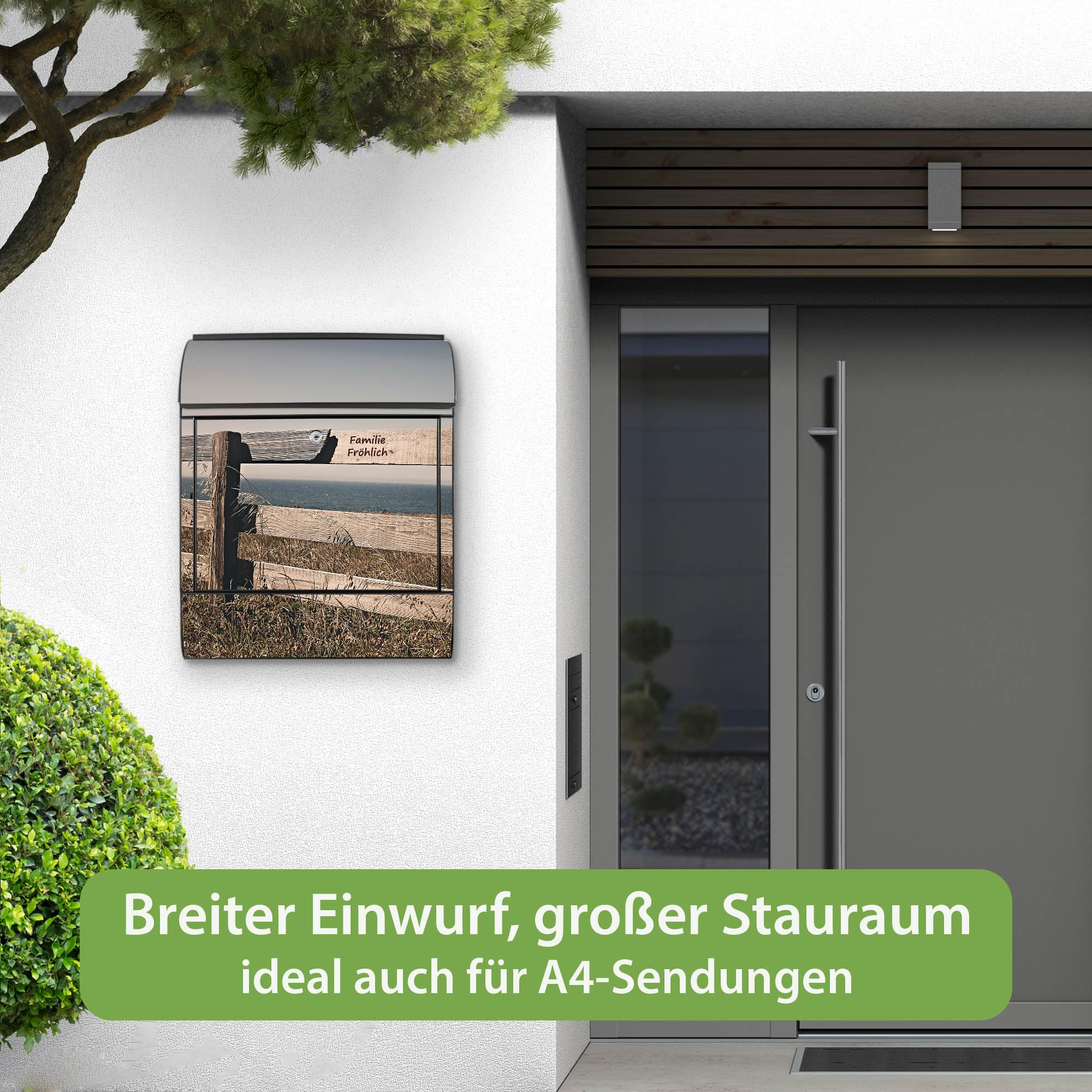 Banjado Briefkasten Zaun am Meer Briefkasten Schwarz 38,5 cm