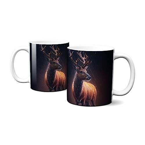 Hustling Sharks Wandbilder Hirsch im Regen Tasse 330 ml weiß