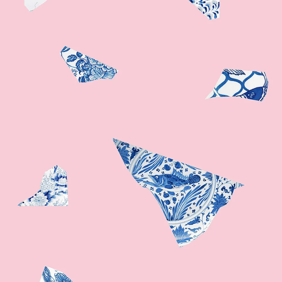 Mineheart Plate Fragment Tapete rosa blau 10 m Rolle