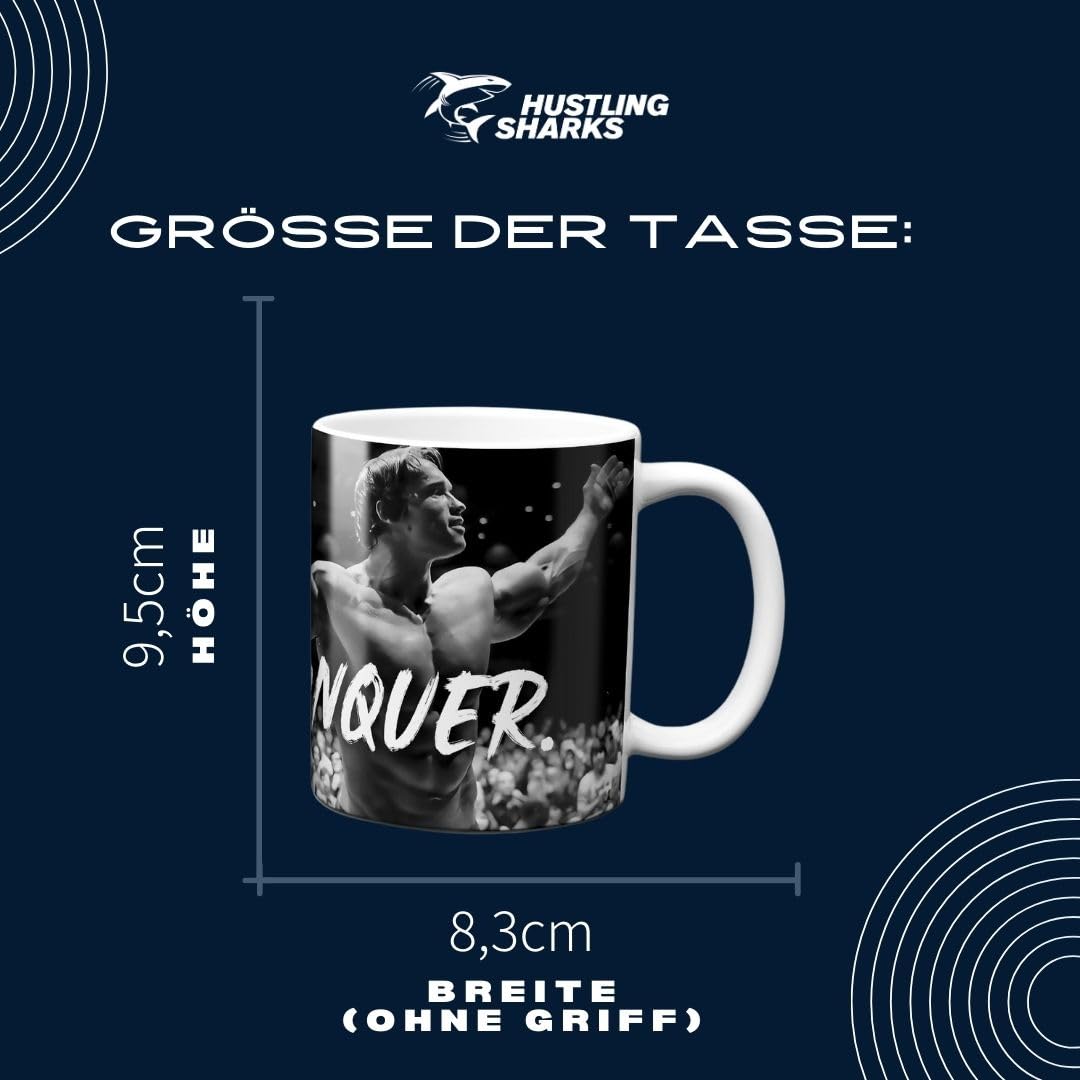 Hustling Sharks Conquer Tasse Spruch 330 ml Weiß Keramik