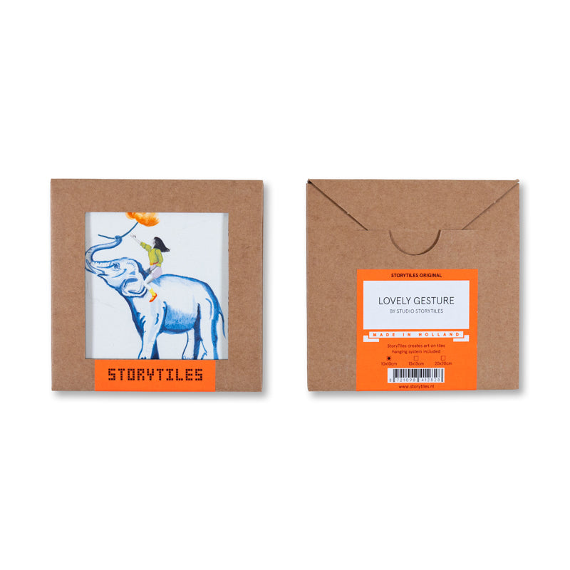 Storytiles Delft Blue Lovely gesture Wandfliese 10x10 Elefant