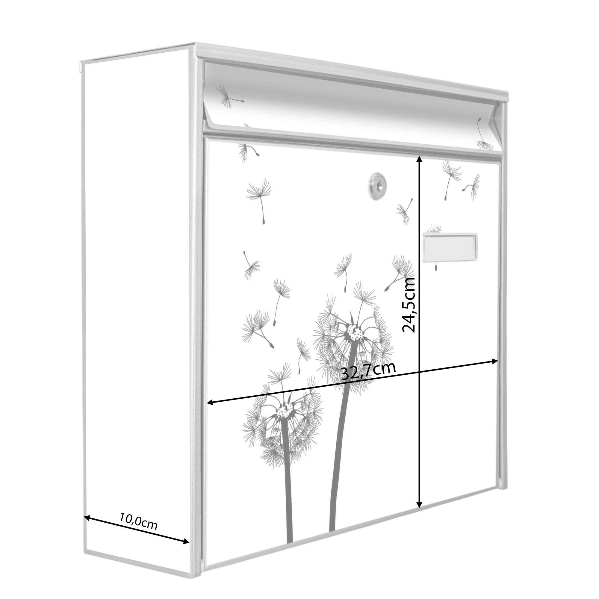 Banjado Briefkasten Pusteblume 2 Briefkasten Silbergrau A4
