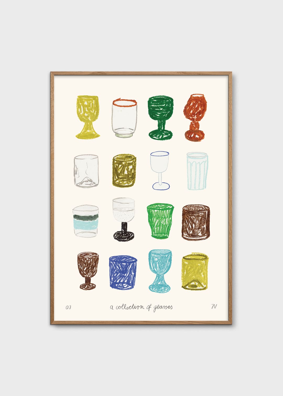 The Poster Club A Collection of Glasses Poster 30x40 blau