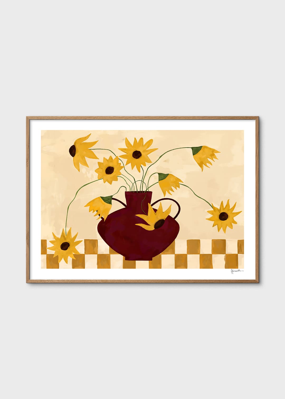 The Poster Club Sunflowers in Burgundy Vase Poster 30x40