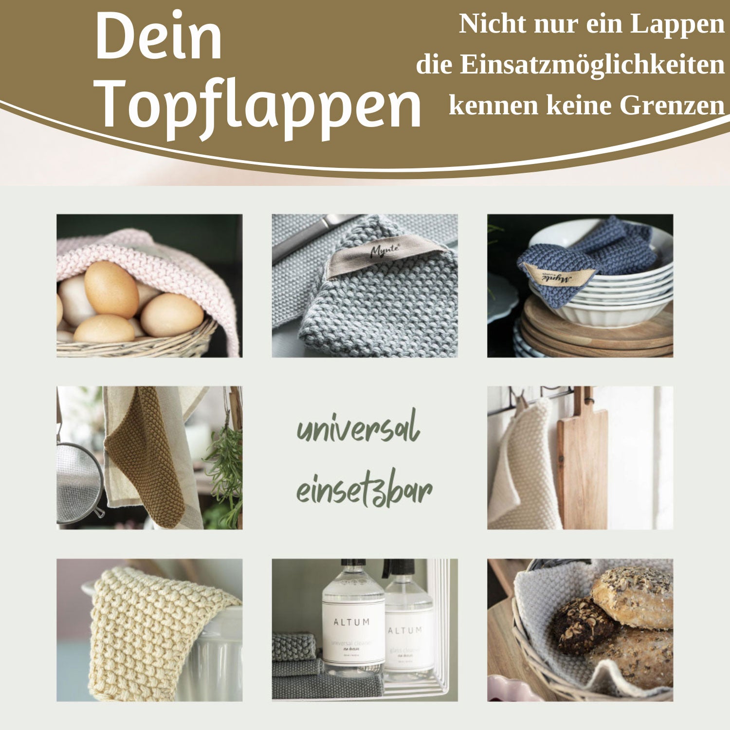 LS-LebenStil Mynte Topflappen 22cm Wasabi Grün Baumwolle