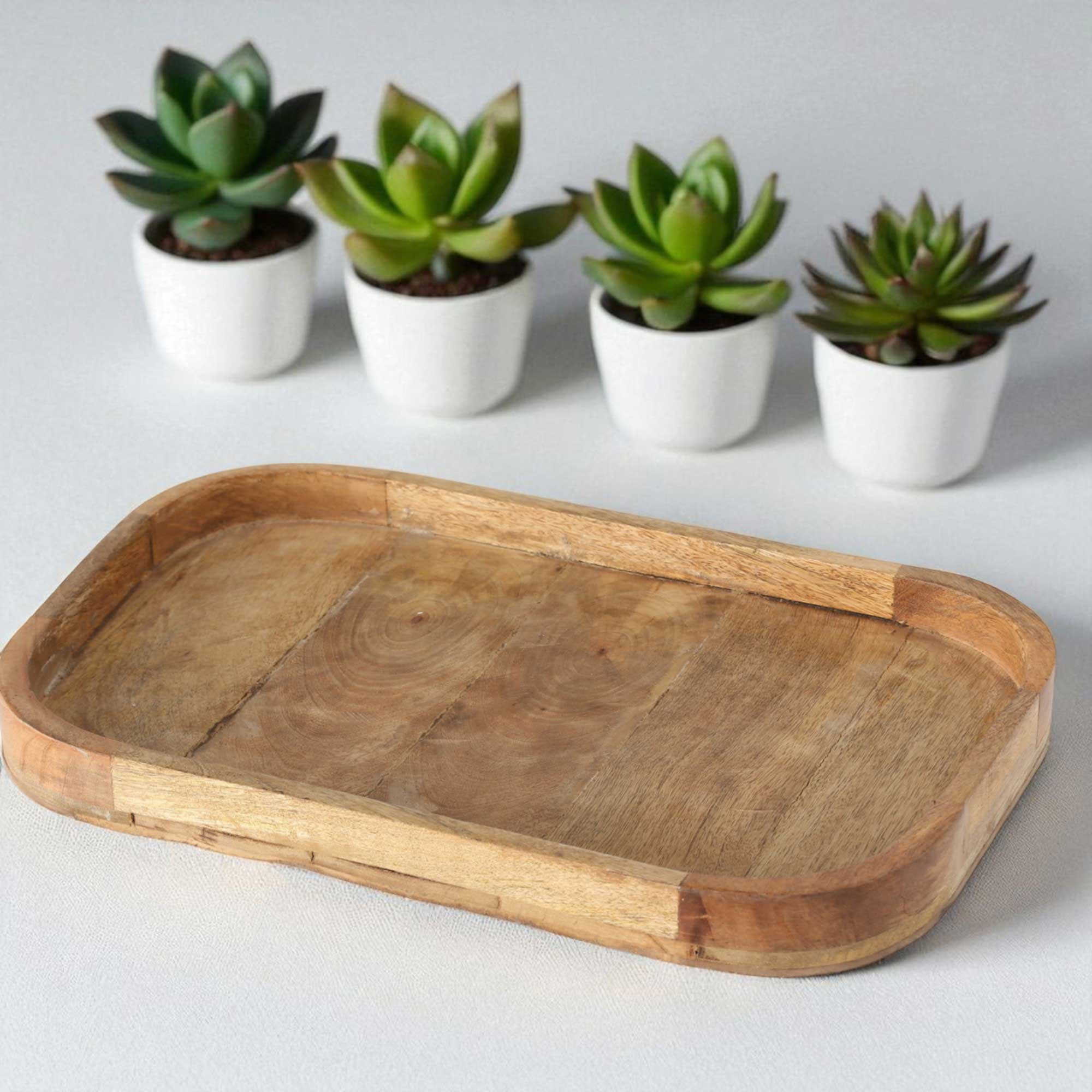 LS-LebenStil Bombay Deko Tablett Mango Braun 38x25cm