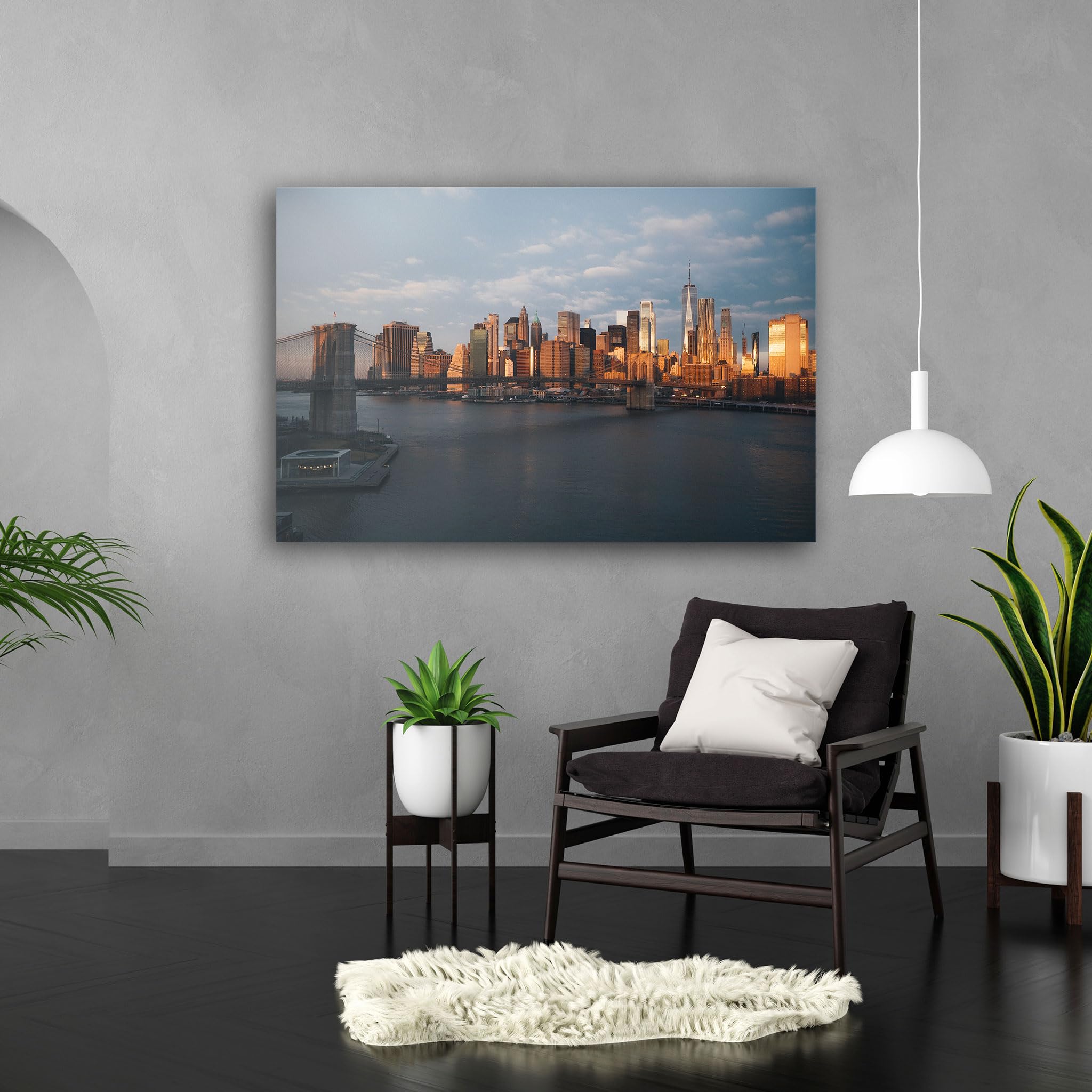 Hustling Sharks Wandbilder Stadtpanorama über dem Fluss Leinwand 30x40