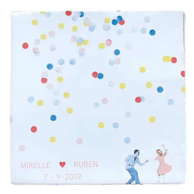 Storytiles Delft Blue Feest der Liefde Fliese 10x10 cm Konfetti